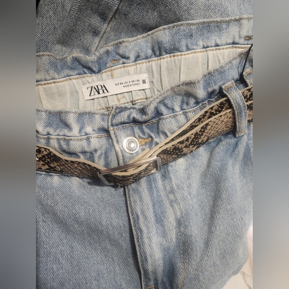 NWT Zara HIGH-WAISTED BELTED BAGGY PAPERBAG Z1975 JEANS Size 2 (fit like a 4-6)) - Picture 11 of 12